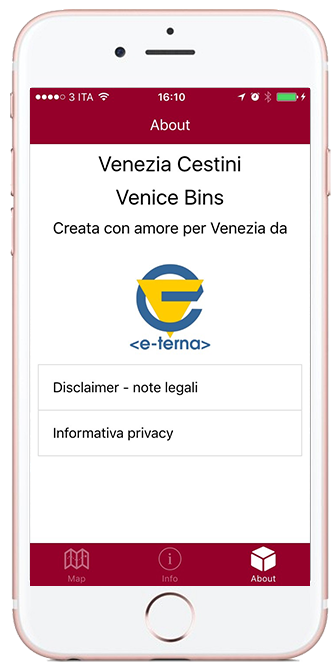 Venice Bins mobile app developed by e-terna